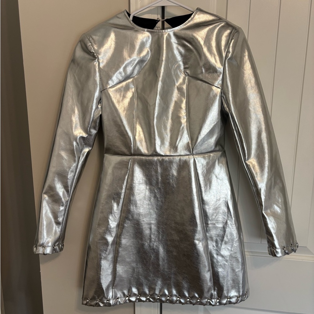 Amy Lynn metallic faux-leather mini dress - Picture 2 of 10